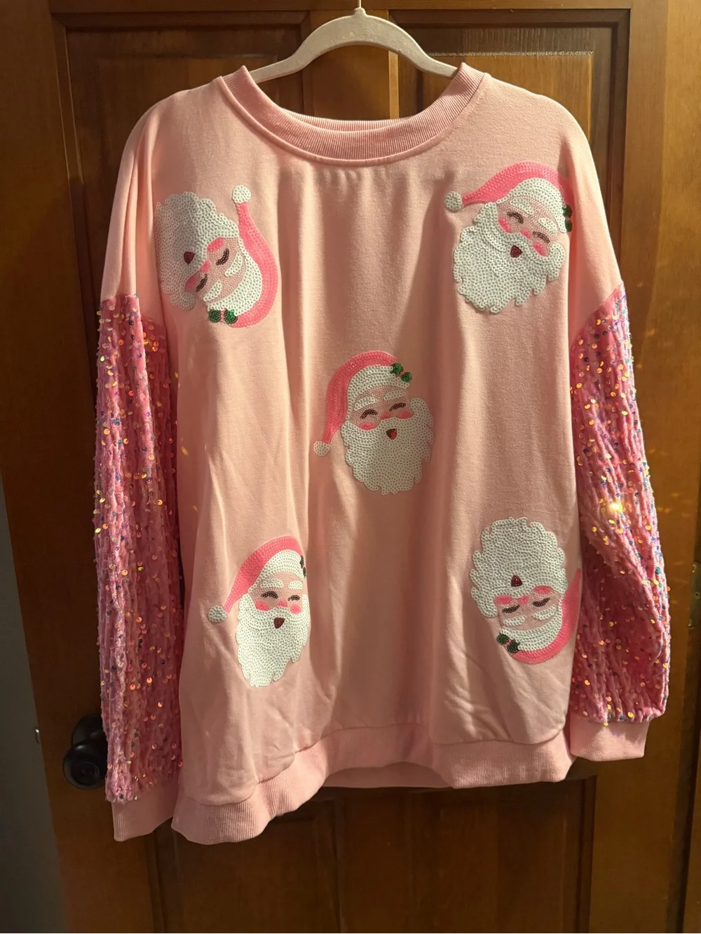 Pink Sequin Santa Sweatshirt - Picture 1 of 1